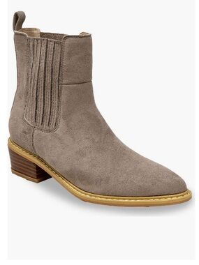 Chase + Chloe Taupe Suede Chelsea Ankle Boot